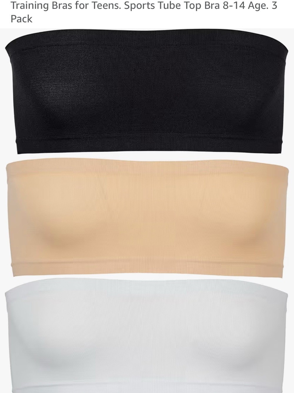 Set of 3 bandeau bras for girls